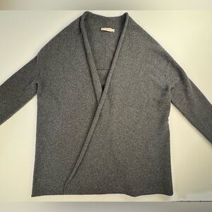 Tory Burch Grey Merino Wool Knit Cardigan Sweater Women’s Large Shawl Collar Euc